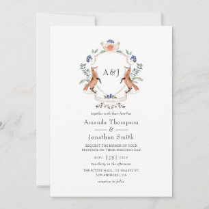 Invitation Aquarelle Bois Laurel Crest Monogramme Mariage
