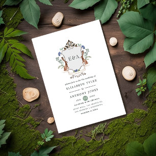 Invitation Aquarelle Bois Laurel Crest Monogramme Mariage