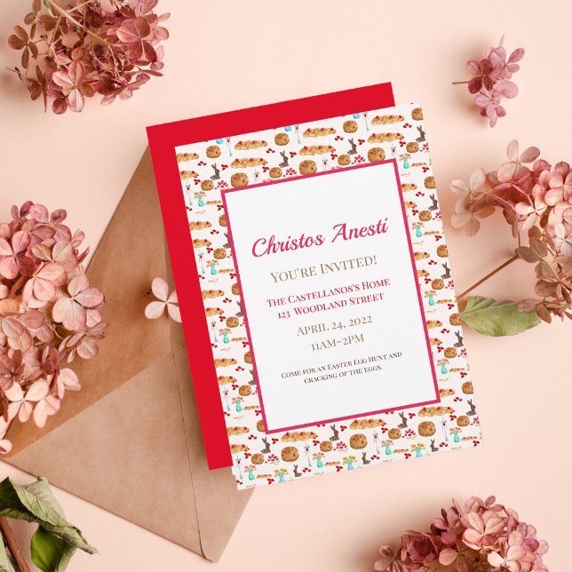 Invitation aquarelle Bon Pâques Tsoureki (Elevate your Easter gathering with authentic Greek supplies!)