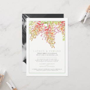 Invitation Aquarelle botanique de Grevillea mariage photo ver