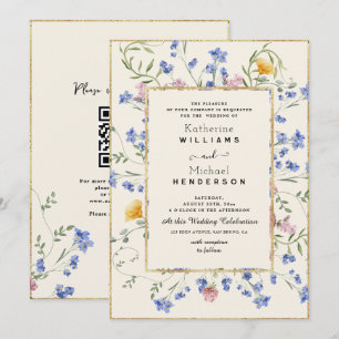 Invitation Aquarelle Botanique Fleur sauvage et Mariage de co