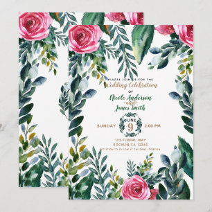 Invitation Aquarelle botanique floral vintage mariage feuille