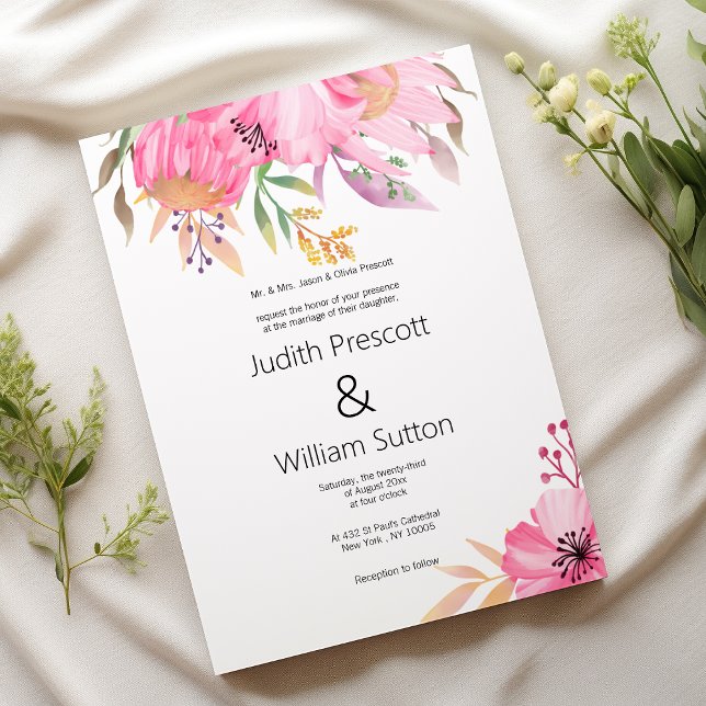 Invitation Aquarelle botanique jardin Mariage floral (Watercolor botanical garden floral Wedding )