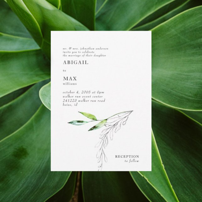 Invitation Aquarelle botanique Mariage de feuillage (Créateur téléchargé)