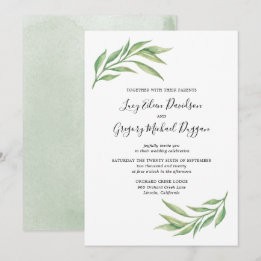 Invitation Aquarelle Botanique Mariage Feuille