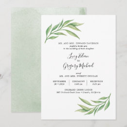 Invitation Aquarelle Botanique Mariage Feuille