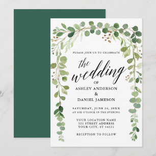 Invitation Aquarelle Botanique Moderne Calligraphie Mariage