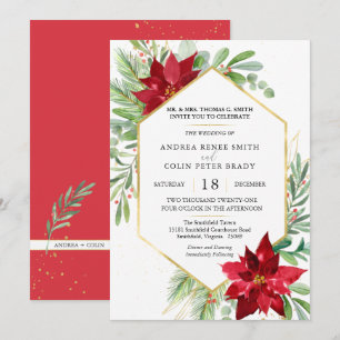 Invitation Aquarelle botanique Verdure Mariage de Noël