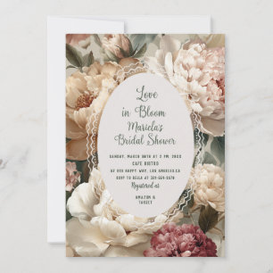 Invitation Aquarelle Botanique Vintage amour en fleurs Mariag