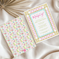 Aquarelle brillante Mahjong Tiles & Bamboo Party