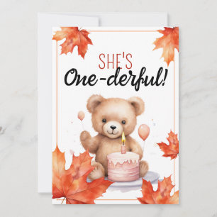 Invitation Aquarelle Brown et blanche Teddy Bear 1er annivers