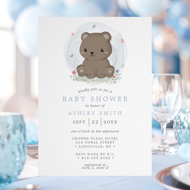 Invitation Aquarelle Brown Ours mignonne Simple Boys Baby sho (Créateur téléchargé)