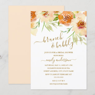 Invitation Aquarelle Brunch Floral Et Fête des mariées Bubbly