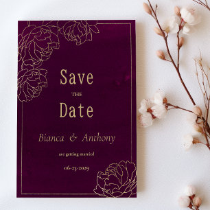 Invitation Aquarelle burgundy or peony flora Enregistrer la d