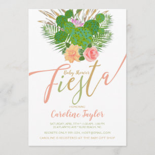 Invitation Aquarelle Cactus Fiesta Baby shower Floral