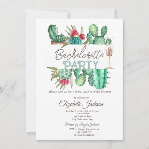 Invitation Aquarelle Cactus Points de Polka Enterrement de Vi