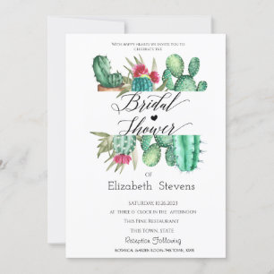 Invitation Aquarelle Cactus Script Points de mariage 