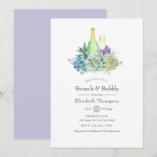 Invitation Aquarelle Cactus Succulents Brunch et Bubbly