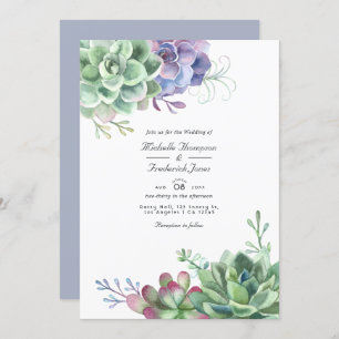 Invitation Aquarelle Cactus Succulents QR Code RSVP Mariage