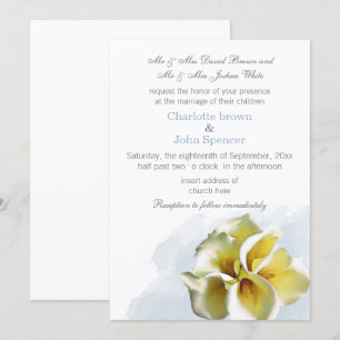 Invitation aquarelle calla lily mariage floral