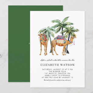 Invitation Aquarelle Camels & Palm Trees Baby shower du déser