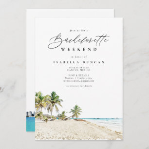 Invitation Aquarelle Cancun Mexique Bachelorette Itinéraire