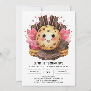 Invitation Aquarelle Candyland Cookies Chic Anniversaire