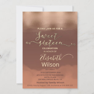 Invitation Aquarelle cantaloupe Rose d'automne