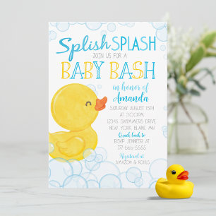 Invitation Aquarelle Caoutchouc Baby shower à éclaboussures