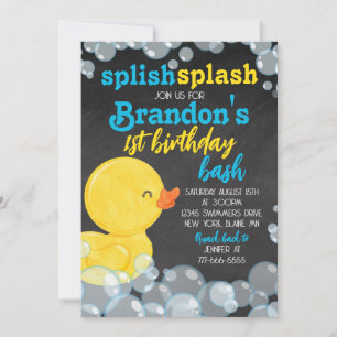 Invitation Aquarelle Caoutchouc Canard Chalkboard Anniversair