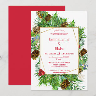 Invitation Aquarelle captivante Noël Mariage de verdure