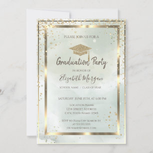 Invitation Aquarelle Casquette de la gamme Gold Frame Green G