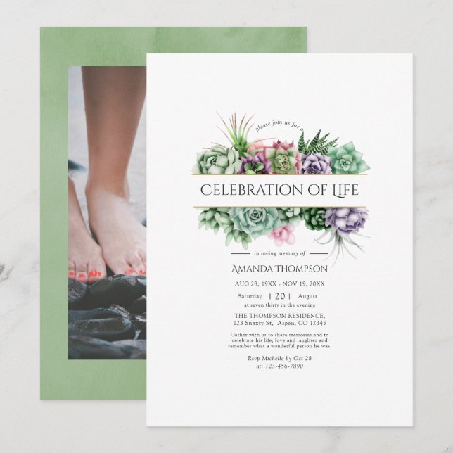 Invitation Aquarelle Célébration géométrique de la vie (Devant / Derrière)
