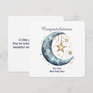 Invitation Aquarelle céleste Lune & Étoiles