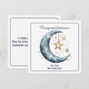Invitation Aquarelle céleste Lune & Étoiles