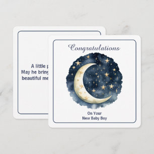 Invitation Aquarelle céleste Lune & Étoiles