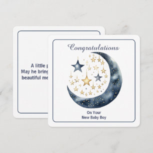 Invitation Aquarelle céleste Lune & Étoiles