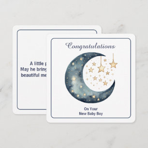Invitation Aquarelle céleste Lune & Étoiles