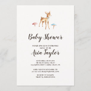 Invitation Aquarelle Cerf de Bébé avec Baby shower de champig