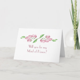 Invitation Aquarelle Cerisier Fleur Mariage Maid of Honor