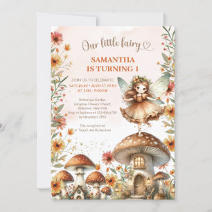 Invitation Aquarelle Champignon Fée Fleur Sauvage 1er Anniver