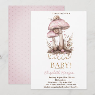 Invitation Aquarelle Champignons Escargots Baby shower des po