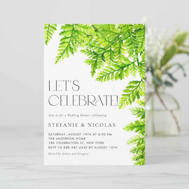 Invitation Aquarelle Chartreuse Vert Fermes Wedding shower (Debout devant)