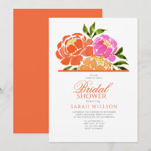 Invitation Aquarelle Chaud rose Orange Floral douche nuptiale