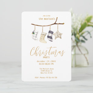 Invitation Aquarelle chaussettes de Noël style boho Invitatio