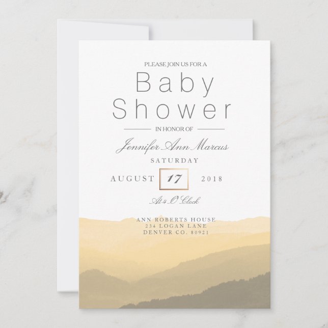 Invitation Aquarelle Chic Mountain | Baby shower Pastel (Devant)
