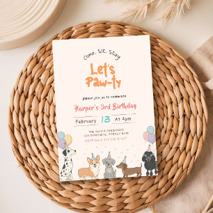 Invitation Aquarelle Chien Mignon Anniversaire Fête Animal de