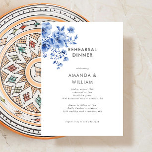 Invitation Aquarelle Chinoiserie Dîner de répétition florale