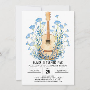 Invitation Aquarelle Chord Guitare Garçon Anniversaire