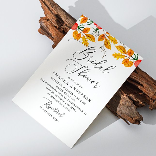 Invitation Aquarelle chute bois feuillage nuptiale douche (Créateur téléchargé)